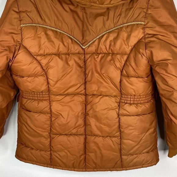 Vintage Double K Brand Western Brown Hooded Puffer Jacket Talon Size 18 (M/L) - Picture 6 of 16